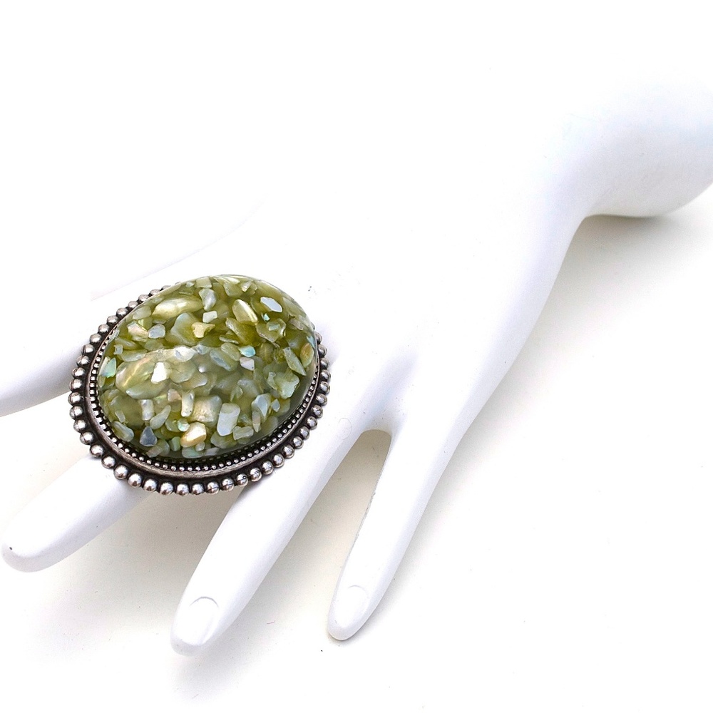 GASOLINE GLAMOUR OLIVE SHELL RING - Picture 2 of 5
